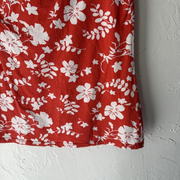 Vanity Y2k Hawaiian Large Red White Floral Strapless Tube Top Beach Summer - Picture 3 of 7